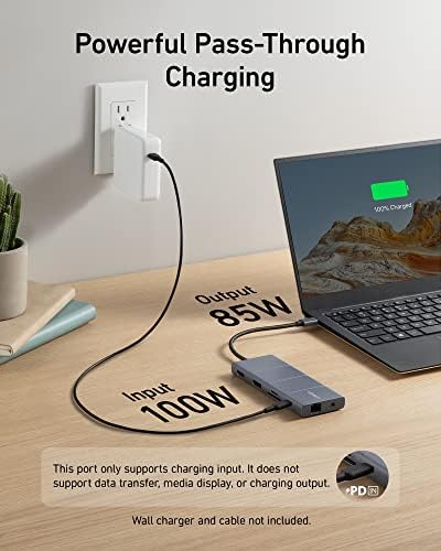 Anker USB C Hub  11 in 1 Docking Station Dual Monitor  10 Gbps USB C and USB A Data Ports  4K HDMI and DisplayPort  85W Power Delivery  2 Data Ports  Ethernet  for XPS