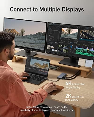 Anker USB C Hub  11 in 1 Docking Station Dual Monitor  10 Gbps USB C and USB A Data Ports  4K HDMI and DisplayPort  85W Power Delivery  2 Data Ports  Ethernet  for XPS