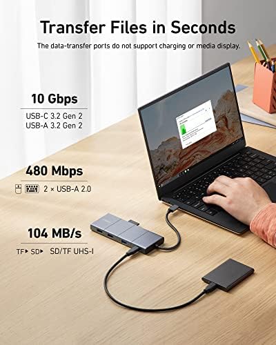 Anker USB C Hub  11 in 1 Docking Station Dual Monitor  10 Gbps USB C and USB A Data Ports  4K HDMI and DisplayPort  85W Power Delivery  2 Data Ports  Ethernet  for XPS