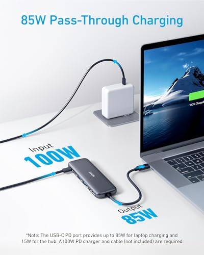 Anker USB C Hub  5 in 1 USBC to HDMI Splitter with 4K Display  1 x Powered USB C 5Gbps & 2 Powered USB A 3 0 5Gbps Data Ports for MacBook Pro  MacBook Air  Dell and More