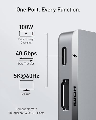 Anker USB C Hub for MacBook  7 in 2 with 4K HDMI  Compatible with Thunderbolt 4  1 Type C and 2 USB A Data Ports for MacBookPro 13 Inch  MacBookAir M1 / M2  and More