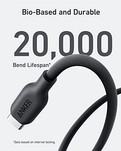 Anker USB C to Lightning Cable 6FT MFi Certified Bio Based Charging Cord for iPhone 14 Series and More USB 2 0 Black