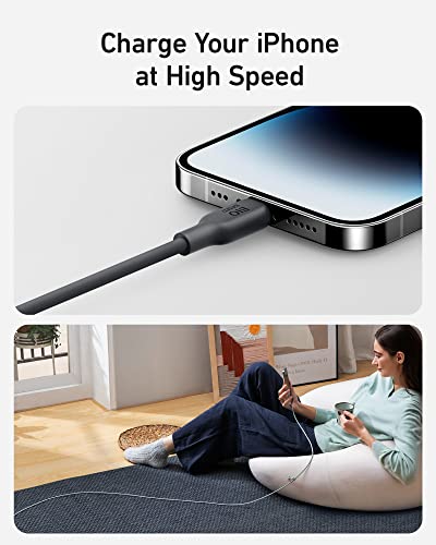 Anker USB C to Lightning Cable 6FT MFi Certified Bio Based Charging Cord for iPhone 14 Series and More USB 2 0 Black