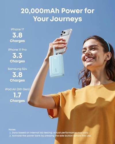 Anker Zolo Power Bank  2025 Upgraded Version   45W Max Fast Charging  20 000mAh Battery Pack  Dual Built in USB C Cables  USB C&A Port  for iPhone 17/16 Series  Galaxy  MacBook  and More
