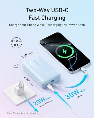 Anker Zolo Power Bank  2025 Upgraded Version   20 000mAh 30W High Speed Portable Charger with Built in USB C Cable  Battery Pack for iPhone 17/16 / 15 Series  Galaxy  and More