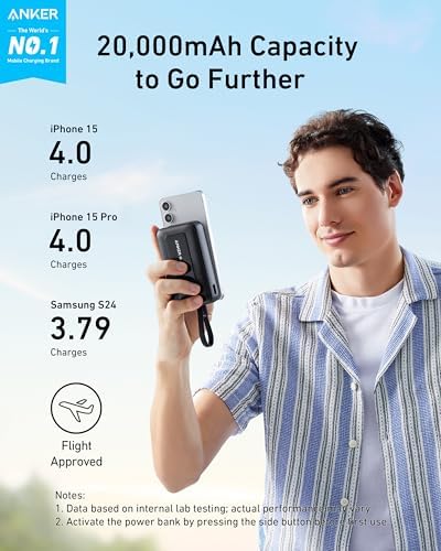 Anker Zolo Power Bank  2025 Upgraded Version   20 000mAh 30W High Speed Portable Charger with Built in USB C Cable  Battery Pack for iPhone 17/16 / 15 Series  Galaxy  and More