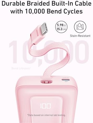 Anker Zolo Power Bank  2025 Upgraded Version   20 000mAh 30W High Speed Portable Charger with Built in USB C Cable  Battery Pack for iPhone 17/16 / 15 Series  Galaxy  and More