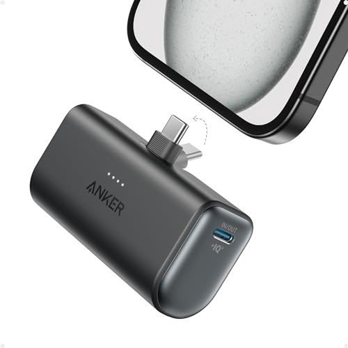 Anker iPhone 16 Portable Charger  Nano Power Bank with Built in USB C Connector  5 000mAh Portable Charger 22 5W  for iPhone 16/15 Series  Samsung S22/23 Series  iPad Pro/Air  AirPods  and More