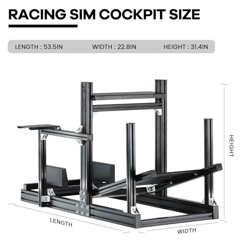 Anman GT/F1 Sim Racing Cockpit 8040 Aluminium Profile Racing Stand  Adjustable Cockpit Modular Design Supports DIY Assembly  Fit for Logitech GPRO  for Fanatec CSLDD Direct Drive Steering Wheel