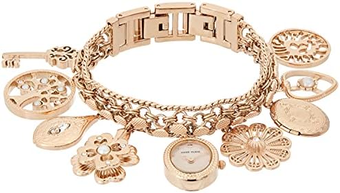 Anne Klein Womens Premium Crystal Accented Charm Bracelet Watch