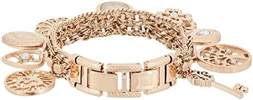 Anne Klein Womens Premium Crystal Accented Charm Bracelet Watch