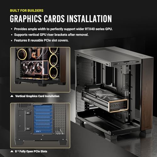 Antec C8 Wood  Fans not Included  Wooden Front Panel  Dual Chamber Layout  Type C  360mm Radiator Support  Seamless TG Front & Side Panels  RTX 40 Compatible  Full Tower E ATX PC Case