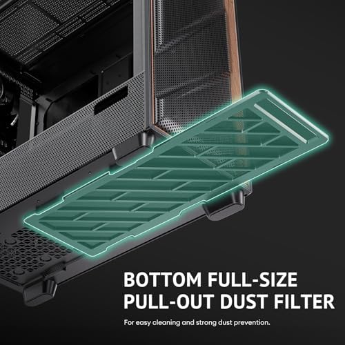 Antec Flux Pro  6 x PWM Fans Included  High Airflow Front Panel with Walnut Wood  iShift PSU 90  Mount  USB3 0 x 2  Type C  420mm Radiator Support  Temp  Display  Full Tower E ATX PC Case