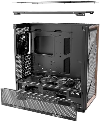 Antec Flux Pro  6 x PWM Fans Included  High Airflow Front Panel with Walnut Wood  iShift PSU 90  Mount  USB3 0 x 2  Type C  420mm Radiator Support  Temp  Display  Full Tower E ATX PC Case