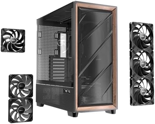 Antec Flux Pro  6 x PWM Fans Included  High Airflow Front Panel with Walnut Wood  iShift PSU 90  Mount  USB3 0 x 2  Type C  420mm Radiator Support  Temp  Display  Full Tower E ATX PC Case