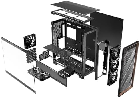 Antec Flux Pro  6 x PWM Fans Included  High Airflow Front Panel with Walnut Wood  iShift PSU 90  Mount  USB3 0 x 2  Type C  420mm Radiator Support  Temp  Display  Full Tower E ATX PC Case