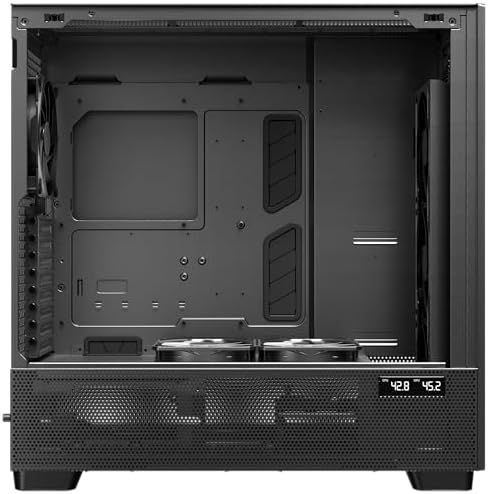 Antec Flux Pro  6 x PWM Fans Included  High Airflow Front Panel with Walnut Wood  iShift PSU 90  Mount  USB3 0 x 2  Type C  420mm Radiator Support  Temp  Display  Full Tower E ATX PC Case