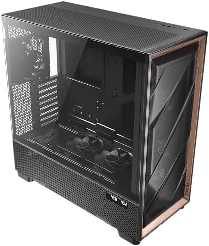 Antec Flux Pro  6 x PWM Fans Included  High Airflow Front Panel with Walnut Wood  iShift PSU 90  Mount  USB3 0 x 2  Type C  420mm Radiator Support  Temp  Display  Full Tower E ATX PC Case
