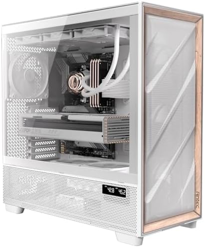 Antec Flux Pro  6 x PWM Fans Included  High Airflow Front Panel with Walnut Wood  iShift PSU 90  Mount  USB3 0 x 2  Type C  420mm Radiator Support  Temp  Display  Full Tower E ATX PC Case