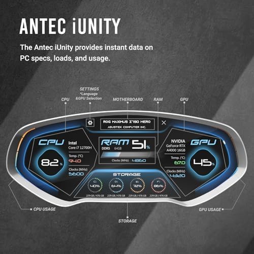 Antec Flux Pro  6 x PWM Fans Included  High Airflow Front Panel with Walnut Wood  iShift PSU 90  Mount  USB3 0 x 2  Type C  420mm Radiator Support  Temp  Display  Full Tower E ATX PC Case
