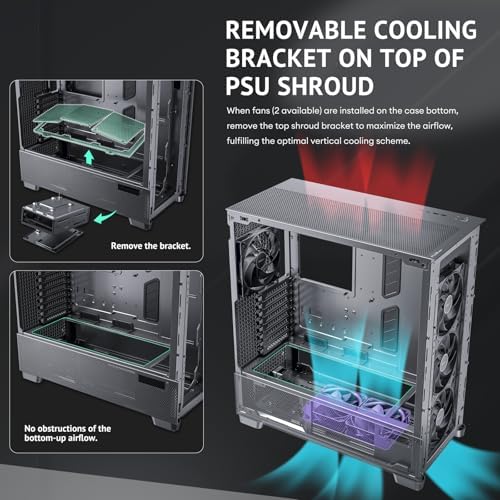 Antec Flux Pro  6 x PWM Fans Included  High Airflow Front Panel with Walnut Wood  iShift PSU 90  Mount  USB3 0 x 2  Type C  420mm Radiator Support  Temp  Display  Full Tower E ATX PC Case