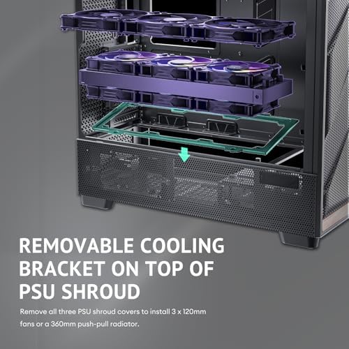 Antec Flux Pro  6 x PWM Fans Included  High Airflow Front Panel with Walnut Wood  iShift PSU 90  Mount  USB3 0 x 2  Type C  420mm Radiator Support  Temp  Display  Full Tower E ATX PC Case