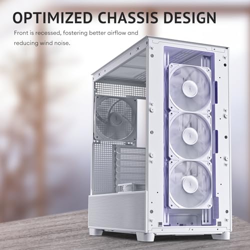 Antec Flux Wood White  5 x PWM Fans Included  High Airflow Front Panel with Birch Wood  Type C  420mm Radiator & Back Connect Motherboard Support  Up to 9 Fans Simultaneously  Mid Tower E ATX PC Case