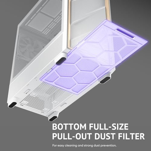 Antec Flux Wood White  5 x PWM Fans Included  High Airflow Front Panel with Birch Wood  Type C  420mm Radiator & Back Connect Motherboard Support  Up to 9 Fans Simultaneously  Mid Tower E ATX PC Case