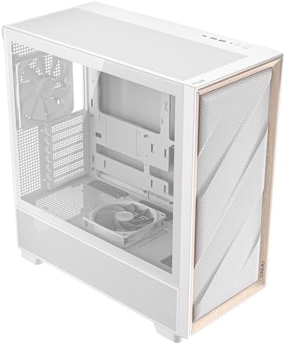 Antec Flux Wood White  5 x PWM Fans Included  High Airflow Front Panel with Birch Wood  Type C  420mm Radiator & Back Connect Motherboard Support  Up to 9 Fans Simultaneously  Mid Tower E ATX PC Case