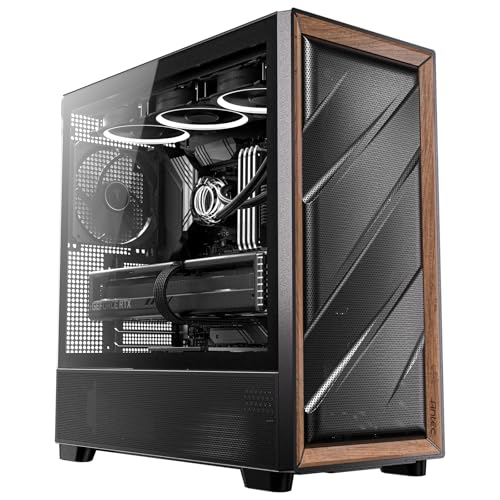 Antec Flux Wood  5 x PWM Fans Included  High Airflow Front Panel with Walnut Wood  Type C  420mm Radiator & Back Connect Motherboard Support  Up to 9 Fans Simultaneously  Mid Tower E ATX PC Case