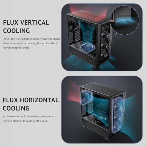 Antec Flux Wood  5 x PWM Fans Included  High Airflow Front Panel with Walnut Wood  Type C  420mm Radiator & Back Connect Motherboard Support  Up to 9 Fans Simultaneously  Mid Tower E ATX PC Case