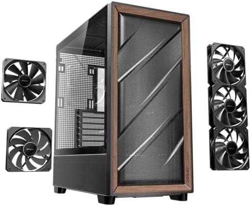 Antec Flux Wood  5 x PWM Fans Included  High Airflow Front Panel with Walnut Wood  Type C  420mm Radiator & Back Connect Motherboard Support  Up to 9 Fans Simultaneously  Mid Tower E ATX PC Case