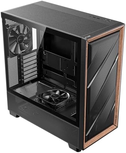 Antec Flux Wood  5 x PWM Fans Included  High Airflow Front Panel with Walnut Wood  Type C  420mm Radiator & Back Connect Motherboard Support  Up to 9 Fans Simultaneously  Mid Tower E ATX PC Case