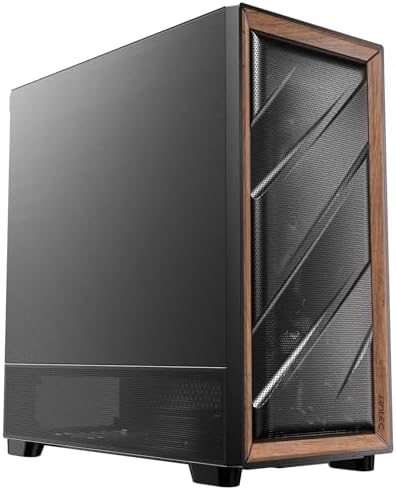 Antec Flux Wood  5 x PWM Fans Included  High Airflow Front Panel with Walnut Wood  Type C  420mm Radiator & Back Connect Motherboard Support  Up to 9 Fans Simultaneously  Mid Tower E ATX PC Case