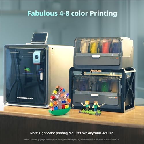 Anycubic Kobra S1 Combo Multi Color 3D Printer  Fast 600mm/s Printing Auto Leveling with Auto Calibration Anycubic App One Click Printing 250 x250x250mm Build Size