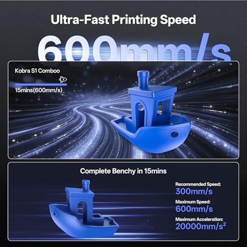 Anycubic Multicolor 3D Printer  Kobra S1 Combo Core XY Stable Structure with Sealed Printing High Precision 600mm/s Fast Speed Auto Calibration Ideal for Precision and Efficiency 9 8x9 8x9 8
