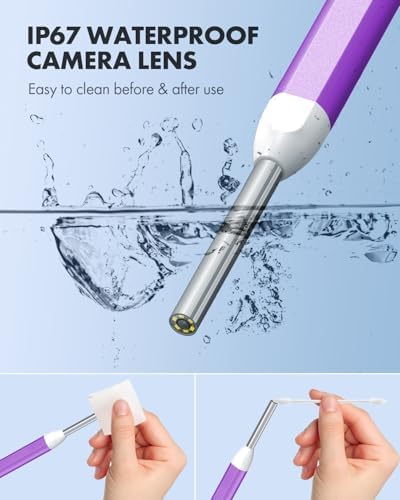 Anykit Digital Otoscope with Gyroscope  HD Ultra Clear View Ear Camera with Ear Wax Removal Tools  Video Ear Scope Otoscope with Light  Compatible with Android  iPhone 15  Purple 