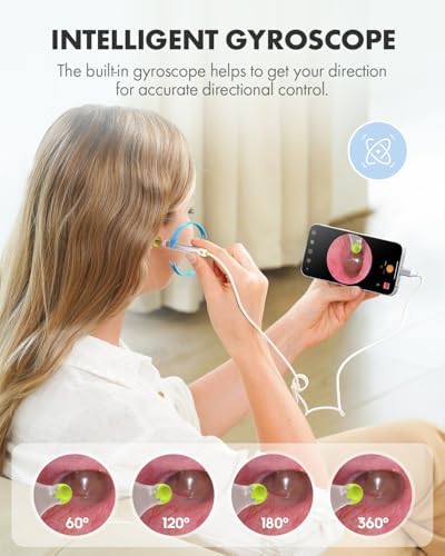 Anykit Digital Otoscope with Gyroscope  HD Ultra Clear View Ear Camera with Ear Wax Removal Tools  Video Ear Scope Otoscope with Light  Compatible with Android  iPhone 15  Purple 