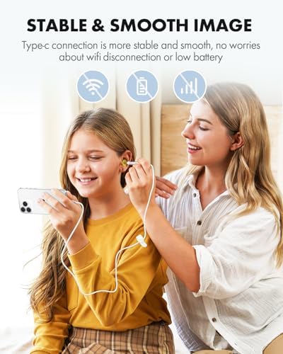 Anykit Digital Otoscope with Gyroscope  HD Ultra Clear View Ear Camera with Ear Wax Removal Tools  Video Ear Scope Otoscope with Light  Compatible with Android  iPhone 15  Purple 