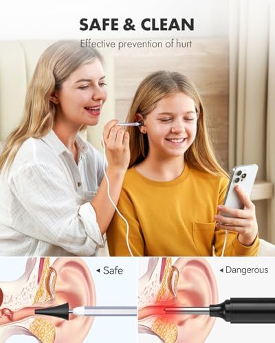 Anykit Digital Otoscope with Gyroscope  HD Ultra Clear View Ear Camera with Ear Wax Removal Tools  Video Ear Scope Otoscope with Light  Compatible with Android  iPhone 15  Purple 