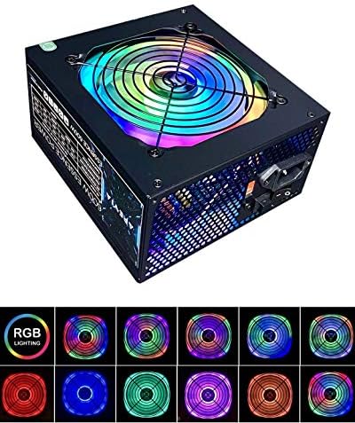 Apevia ATX ES600 RGB Essence 600W ATX Semi Modular Gaming Power Supply with Auto Thermally Controlled 120mm RGB Fan  115/230V Switch  All Protections