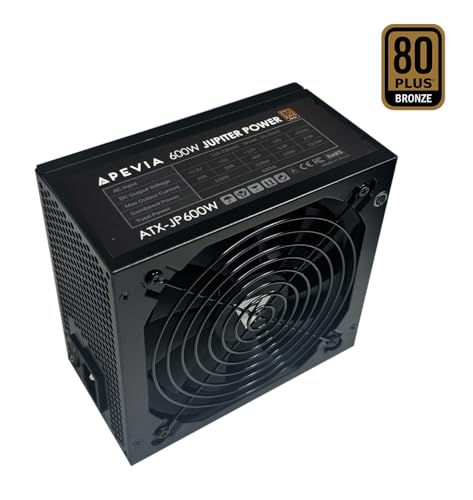 Apevia ATX JP600W Jupiter 600W 80 Plus Bronze Certified Active PFC ATX Gaming Power Supply  Supports Dual/Quad Core CPUs  SLI/Crossfire/Haswell  3 Year Warranty