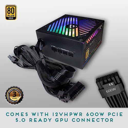 Apevia ATX PM850W PCIe 5 0 ATX 3 0 Ready Premier 850W 80  Gold Certified  Active PFC ATX Semi Modular Gaming Power Supply  366 RGB Light Modes