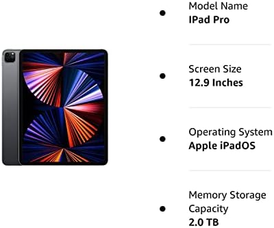 Apple 2021 12 9 inch iPad Pro  Wi Fi  512GB    Space Gray  Renewed
