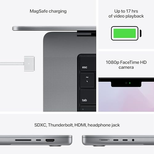 Apple MacBook Pro 2021 con chip Apple M1 Pro (14 pulgadas, 16 GB de RAM, almacenamiento SSD de 1 TB) (QWERTY en inglés) gris espacial (renovado)
