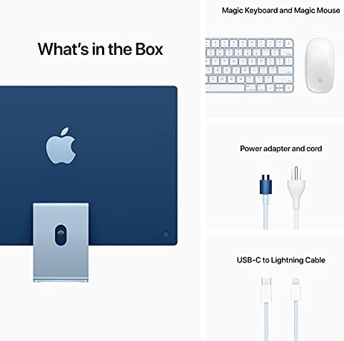 Apple 2021 iMac All in one Desktop Computer with M1 chip  8 core CPU  7 core GPU  24 inch Retina Display  8GB RAM  256GB SSD Storage  Matching Accessories  Works with iPhone/iPad; Blue