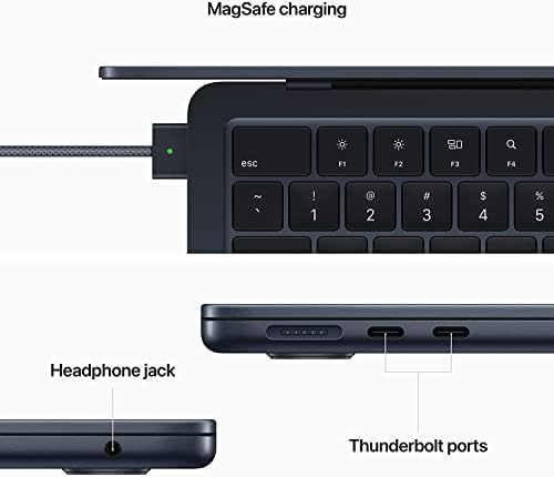 Apple MacBook Air 2022 con chip Apple M2, 13 pulgadas, 8 GB de RAM, 256 GB de almacenamiento SSD, medianoche (renovado)