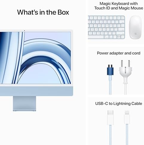 Apple 2023 24 inch iMac with Apple M3 Chip  8GB RAM  256GB SSD  Blue  Renewed 