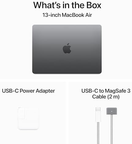 Apple MacBook Air 2024 con chip Apple M3, 13 pulgadas, 16 GB de RAM, 512 GB de almacenamiento SSD, gris espacial (renovado)