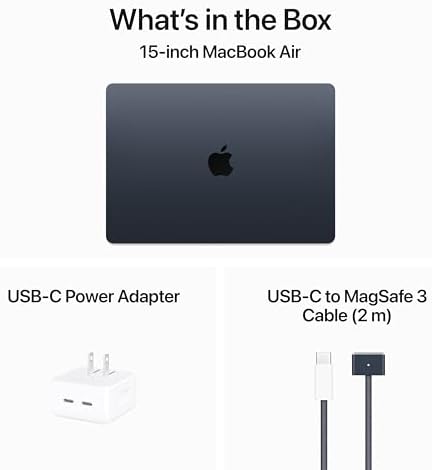 Apple 2024 MacBook Air with Apple M3 Chip  15 inch  8GB RAM  256GB SSD Storage    Midnight  Renewed 